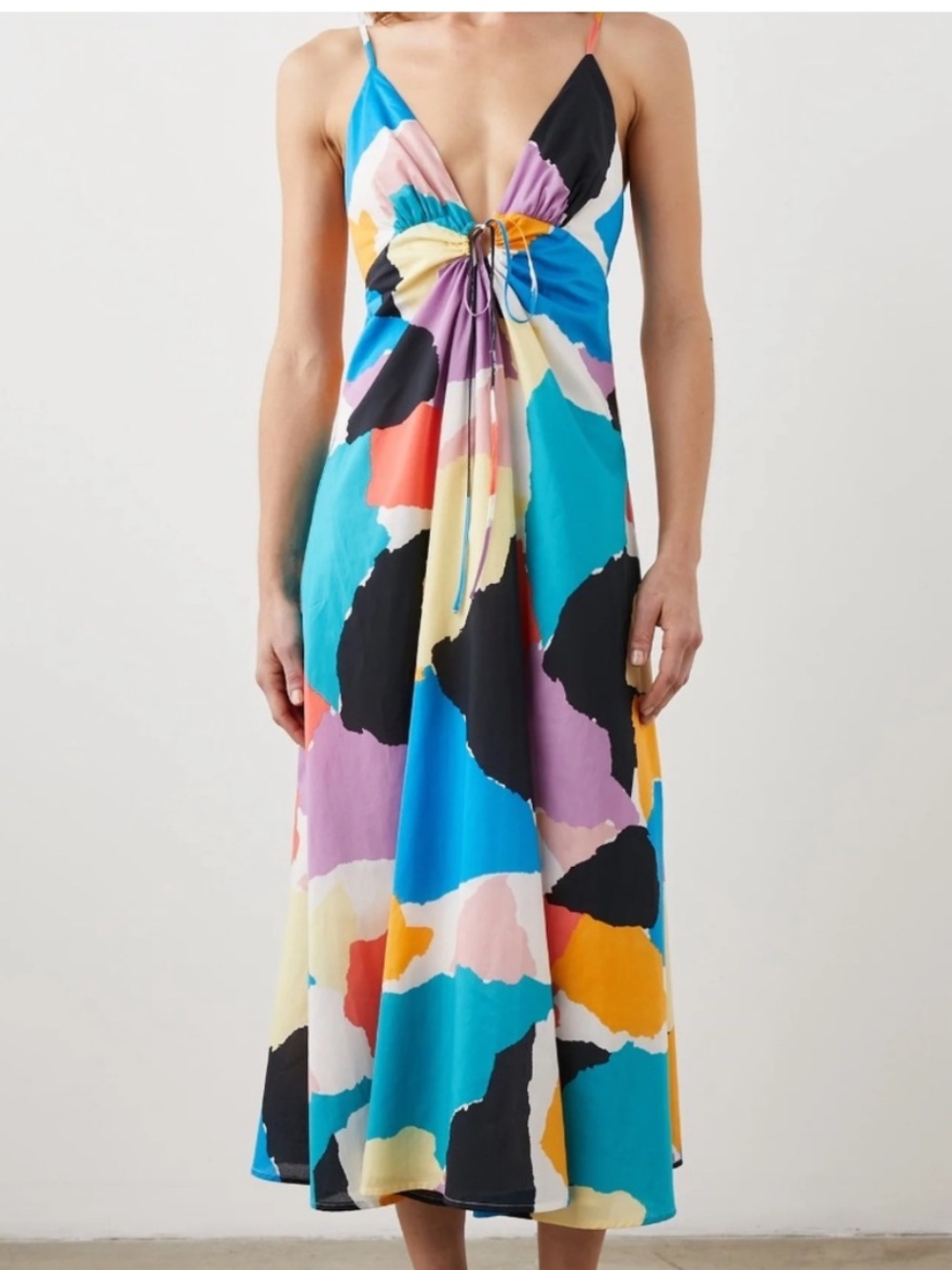 Rails Sabrina color block Abstract Tie-Front Midi Dress